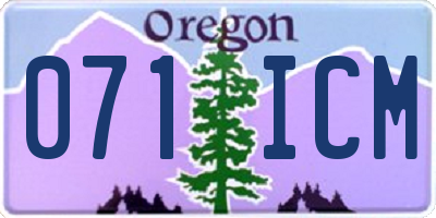 OR license plate 071ICM