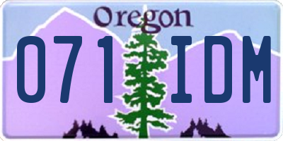 OR license plate 071IDM