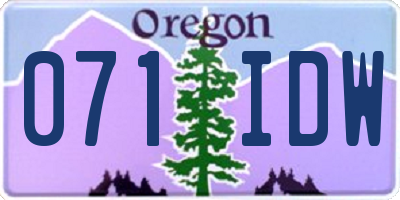 OR license plate 071IDW