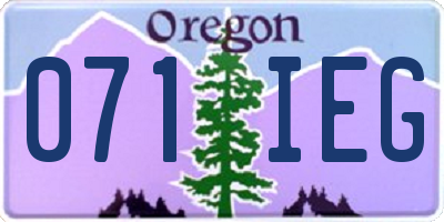OR license plate 071IEG