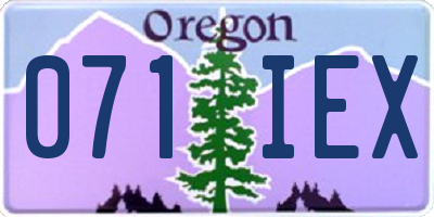OR license plate 071IEX