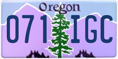 OR license plate 071IGC