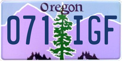 OR license plate 071IGF