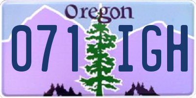 OR license plate 071IGH