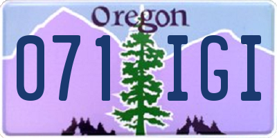 OR license plate 071IGI