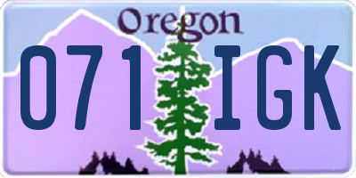 OR license plate 071IGK