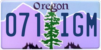 OR license plate 071IGM