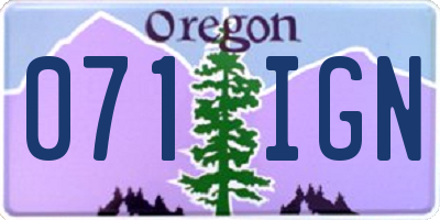 OR license plate 071IGN