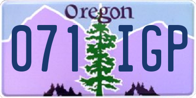 OR license plate 071IGP