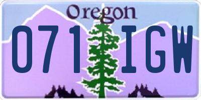 OR license plate 071IGW