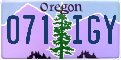 OR license plate 071IGY