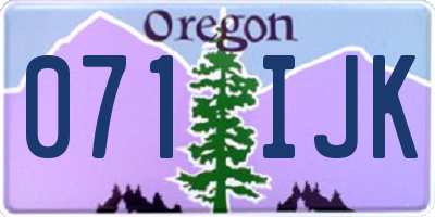 OR license plate 071IJK