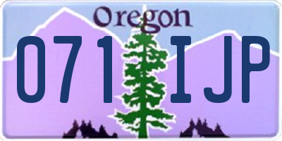 OR license plate 071IJP