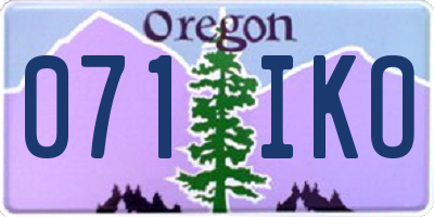 OR license plate 071IKO