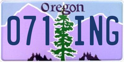 OR license plate 071ING