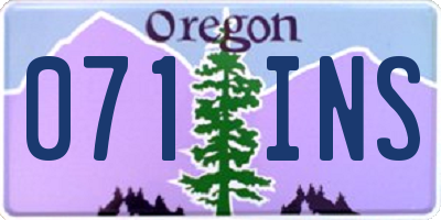 OR license plate 071INS