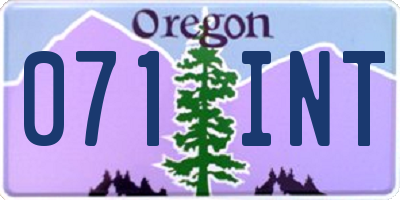 OR license plate 071INT
