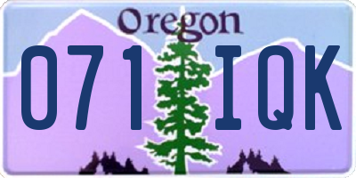 OR license plate 071IQK