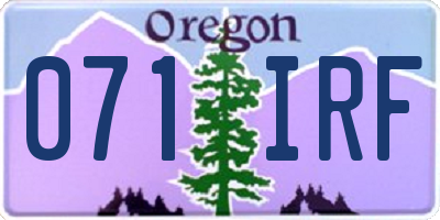 OR license plate 071IRF