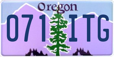 OR license plate 071ITG