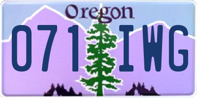 OR license plate 071IWG