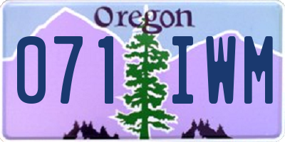 OR license plate 071IWM