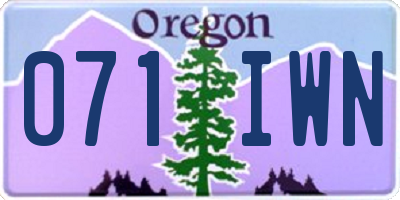 OR license plate 071IWN