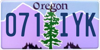 OR license plate 071IYK