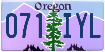 OR license plate 071IYL