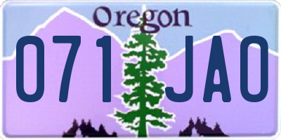 OR license plate 071JAO