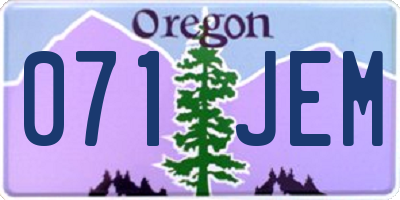 OR license plate 071JEM