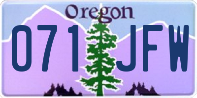 OR license plate 071JFW
