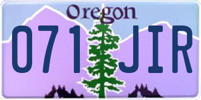 OR license plate 071JIR
