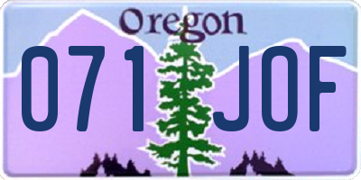 OR license plate 071JOF