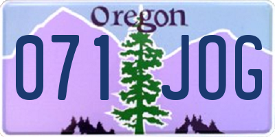 OR license plate 071JOG