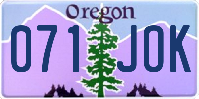 OR license plate 071JOK