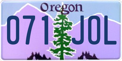 OR license plate 071JOL