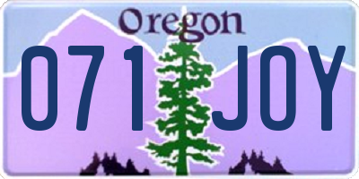 OR license plate 071JOY