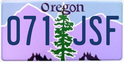OR license plate 071JSF