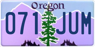 OR license plate 071JUM