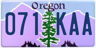 OR license plate 071KAA