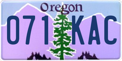 OR license plate 071KAC