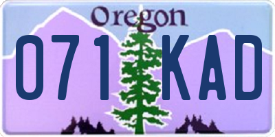 OR license plate 071KAD