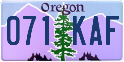 OR license plate 071KAF