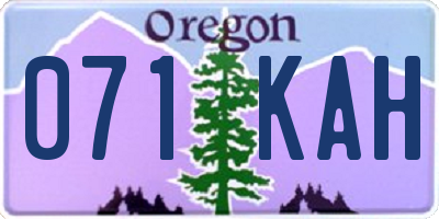 OR license plate 071KAH