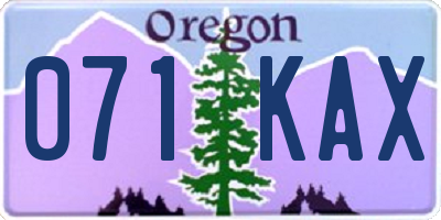 OR license plate 071KAX