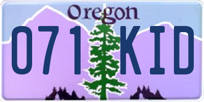 OR license plate 071KID