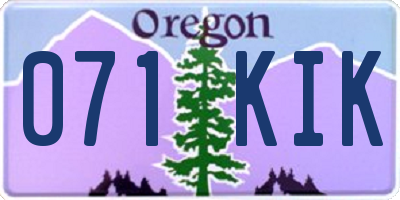 OR license plate 071KIK