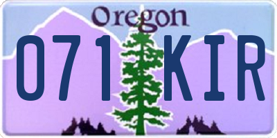 OR license plate 071KIR