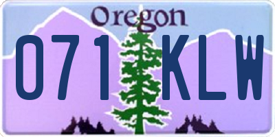 OR license plate 071KLW